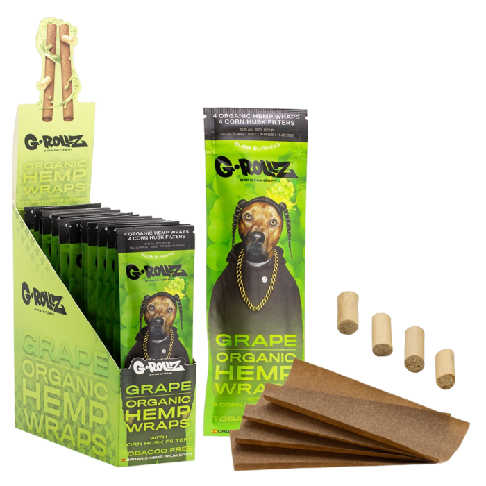 G-ROLLZ | 4x Grape Flavoured Hemp Wraps + Corn Husk Tips QPR1515D