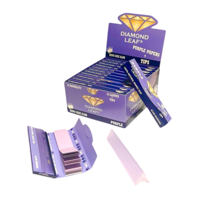 Diamond Leaf Colored Rolling Papers King Size Slim  Purple [353352-1]
