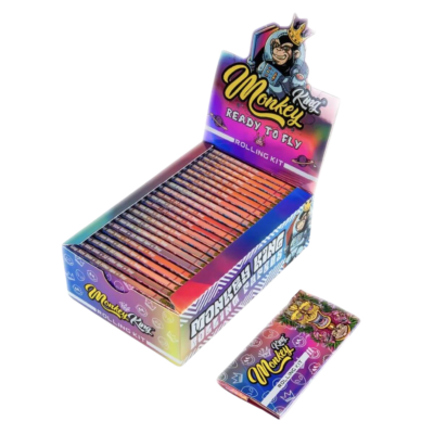 Monkey King Rolling Kit Holographic Unbleached Rolling Papers Ready To Fly King Size Slim with Tips (24pcs/display) [382767]