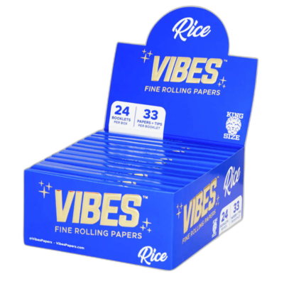 VIBES Rolling Papers King Size Slim with Tips Rice  [72670]