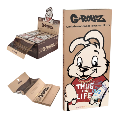 G-Rollz | Banksy's Graffiti 'Thug For Life' Unbleached - 50 KS Papers + Tips & Tray (16/Display) [BG70H]