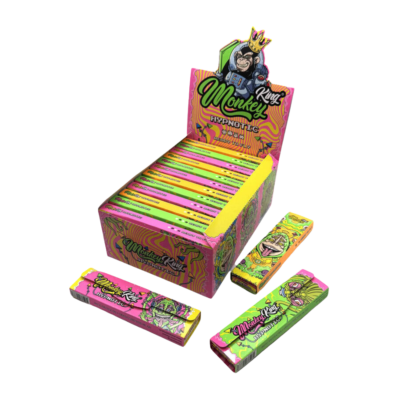 Monkey King Unbleached Rolling Papers Rainbow Hypnotic King Size Slim with Tips  [352164]