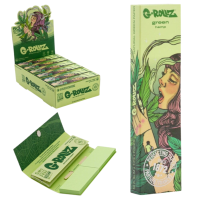 G-Rollz | Collector 'Mushroom Lady' Organic Green Hemp 1 KS Slim Papers + Tips [GR33G]