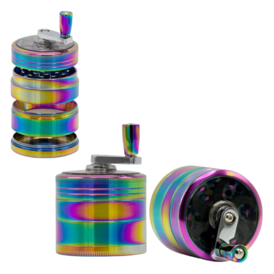 Młynek Grace Glass | Rainbow Grinders - 4part - Ø:53mm - crank and window - Rainbow Colors - [BN-40MT]