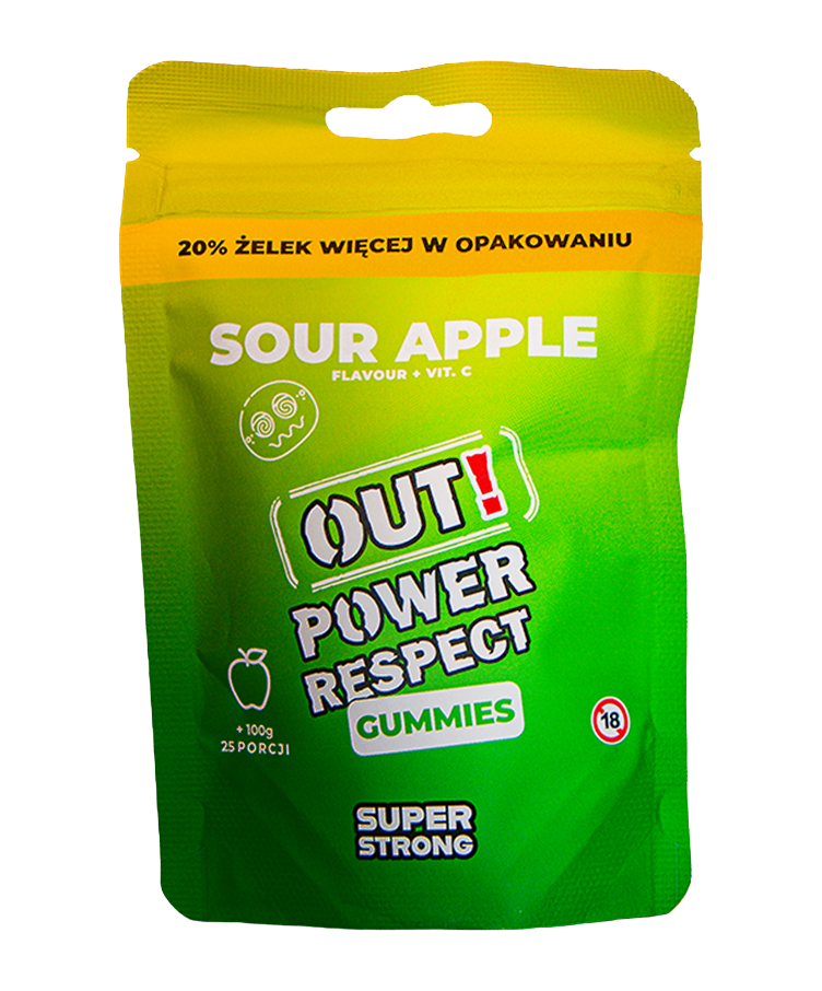 Żelki Konopne OUT! Power – Sour Apple (100g)