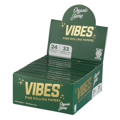 VIBES Rolling Papers King Size Slim with Tips Organic Hemp (72672)