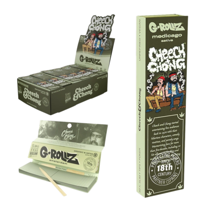 G-Rollz | Cheech & Chong(TM) 'Sofa' Medicago Sativa - 50 KS Slim Papers + Tips (24 Booklets Display) [CC36G]